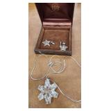 Van Cott crystal snowflake necklace and earrings