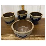 Beaumont pottery crocks, bowl