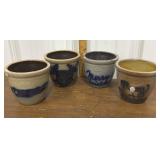 4 Beaumont pottery crocks