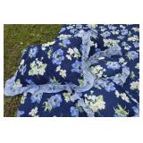 NICE clean bedding - blue floral bedspread, four