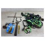Ratchet Straps, Lug Wrench, Brass Head Hammer,