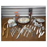 Vntg kitchen utensils, fun turn table, knives,