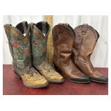 2 Pairs Western Boots Womenï¿½s Sizing 6.5 And 7