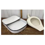 Enamel, ceramic bedpans / planters *some chips