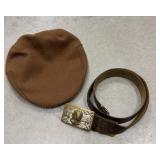 Stetson hat, belt w/ American Indian buckle