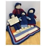 Amish doll family. Handmade with blanket.