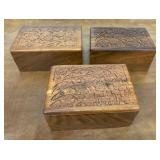 Rosewood keepsake boxes. Very pretty. Made in