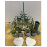 Cuts garden basket and figurines.