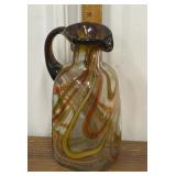 Art glass pitcher- beautiful swirl design