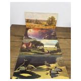 4 vintage cardboard Prints