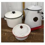 Flintstones Enamel coffee pot, pots w/ lids