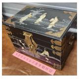 Black lacquer Japanese jewelry box some damage