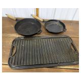 Lodge cast iron grill pan, frying pans