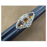 Sterling ring amber tone stones