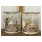 MCM Lucite seashell bookends