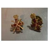 10k - 2 Vintage Red Cross of Constantine Masonic