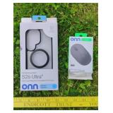 SAMSUNG phone case, ONN wireless mouse- NEW