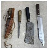 Cleaver, Stainless Steel, & Pairing Knives (4)