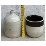 Brown & White Crock and Jug
