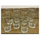 8 Vintage Christmas Glasses. Holly leaves and
