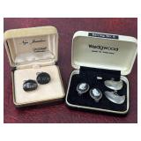 Wedgwood clip earrings, Sterling signed clip