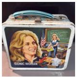 Bionic woman, vintage metal lunchbox / thermos,