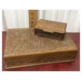 Carved wooden boxes