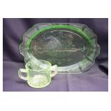 Uranium Glass Platter & Open Sugar
