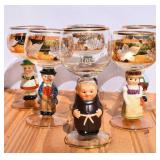 Goebel Porcelain Figural Wine Glasses