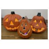 3 Light Up Pumpkins