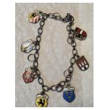 German Charm 800 Silver Enamel Signed bracelet