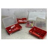 Red Fishing Tackle Organizers w/ contents (4)