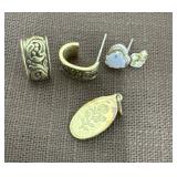Sussie signed fine gold pendant, earring signed