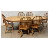 NICE Solid Oak "Keller" Table, 6 Chairs & 3 leaves