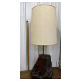 Large lamp- unique wood base *may need rewiring
