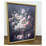 Large Print -  Vase Of Roses In Gold