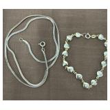 .925 Signed Necklace And Bracelet Gold Tone