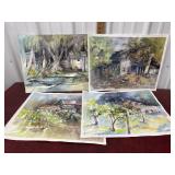 4 Eileen Correll watercolors from her private