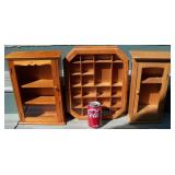 3 Wood & Glass Small Hinged Door Display Cases