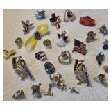 Mostly lapel pins - many patriotic and Christian