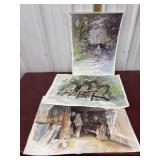 3 Eileen Correll watercolors from her private