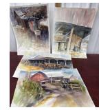 4 Eileen Correll watercolors from private