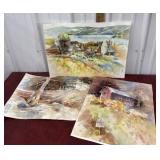 3 Eileen Correll watercolors from her private