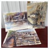 3 Eileen Correll watercolors from her private