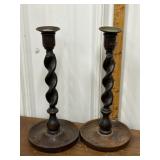 Beautiful wooden twist candle sticks