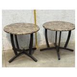 Pair of End Tables - marble look - 23/23/21