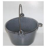 Antique Graniteware Berry Bucket Pail w/ Wire