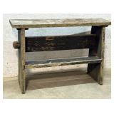 Early Crock Bench w / old blue paint 48/15/31
