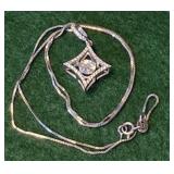 Sterling silver kite-shaped CZ necklace
