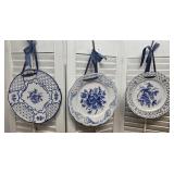 3 "Lillian Vernon" blue and white plates